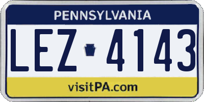 PA license plate LEZ4143