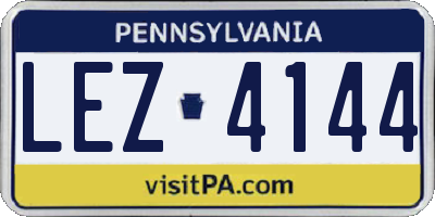 PA license plate LEZ4144