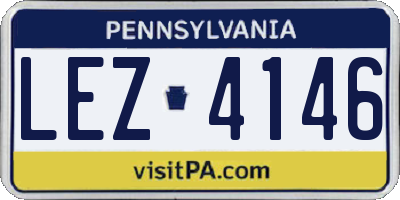 PA license plate LEZ4146