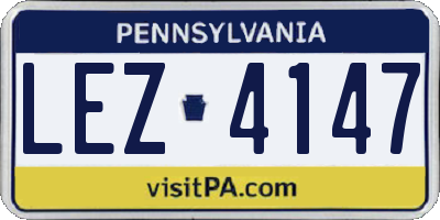 PA license plate LEZ4147