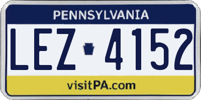 PA license plate LEZ4152