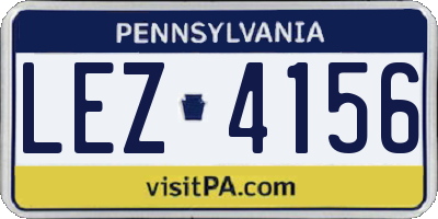PA license plate LEZ4156