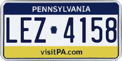 PA license plate LEZ4158