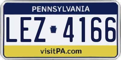 PA license plate LEZ4166