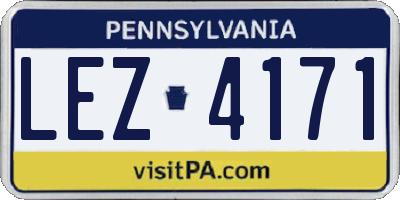 PA license plate LEZ4171