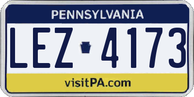 PA license plate LEZ4173