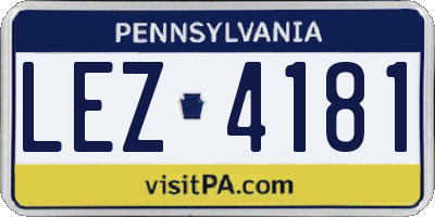 PA license plate LEZ4181