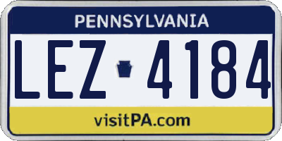PA license plate LEZ4184