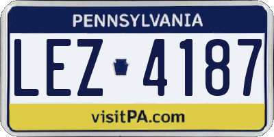 PA license plate LEZ4187