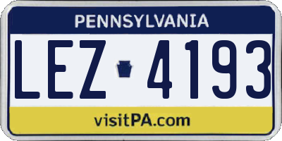 PA license plate LEZ4193