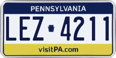 PA license plate LEZ4211
