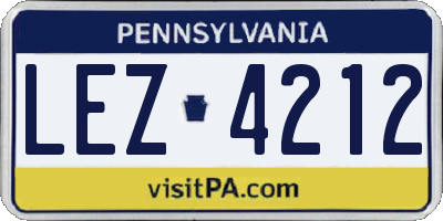 PA license plate LEZ4212