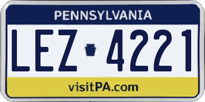 PA license plate LEZ4221