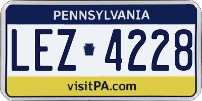 PA license plate LEZ4228