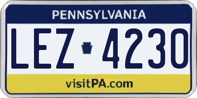 PA license plate LEZ4230