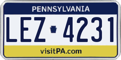 PA license plate LEZ4231