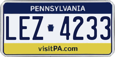 PA license plate LEZ4233
