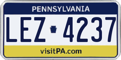 PA license plate LEZ4237