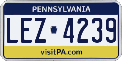 PA license plate LEZ4239