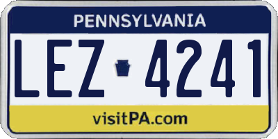 PA license plate LEZ4241