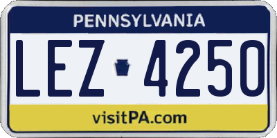 PA license plate LEZ4250