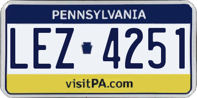 PA license plate LEZ4251