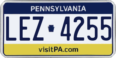 PA license plate LEZ4255