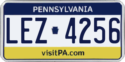 PA license plate LEZ4256