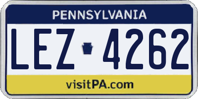 PA license plate LEZ4262