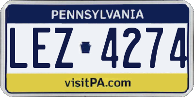 PA license plate LEZ4274