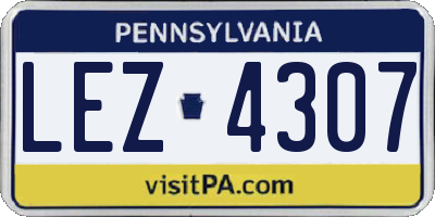 PA license plate LEZ4307