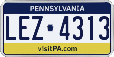 PA license plate LEZ4313