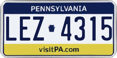 PA license plate LEZ4315