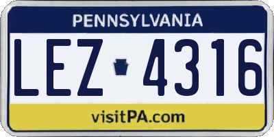 PA license plate LEZ4316