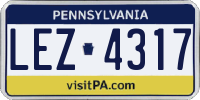 PA license plate LEZ4317