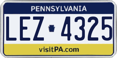 PA license plate LEZ4325