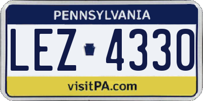 PA license plate LEZ4330