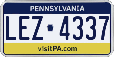 PA license plate LEZ4337