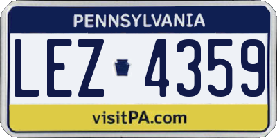 PA license plate LEZ4359