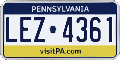 PA license plate LEZ4361