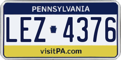 PA license plate LEZ4376