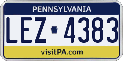 PA license plate LEZ4383