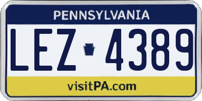 PA license plate LEZ4389