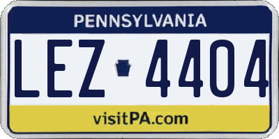 PA license plate LEZ4404