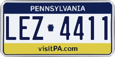PA license plate LEZ4411