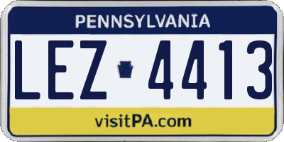 PA license plate LEZ4413