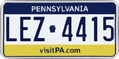 PA license plate LEZ4415