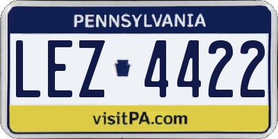 PA license plate LEZ4422