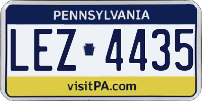 PA license plate LEZ4435
