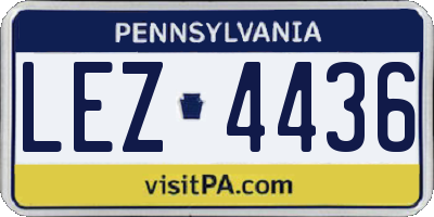 PA license plate LEZ4436